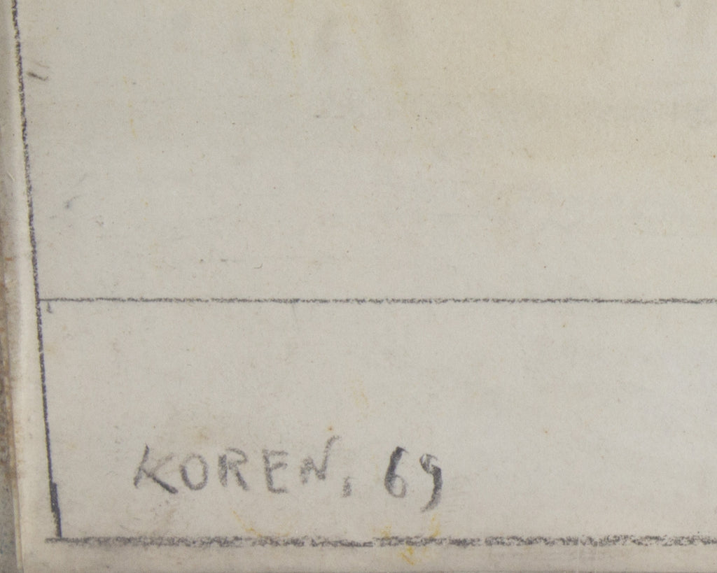 Schlomo Koren Signed 1969 Mixed Media Abstract Drawing