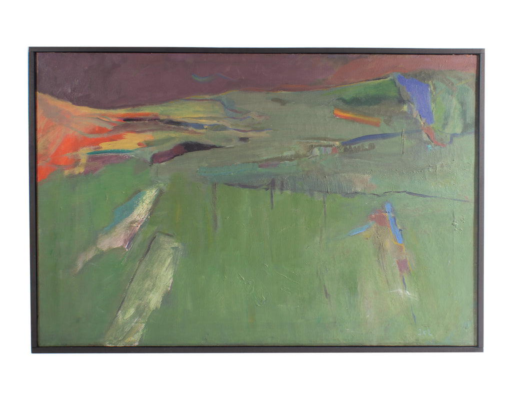 Mid-Century Abstract Oil on Canvas Landscape Painting