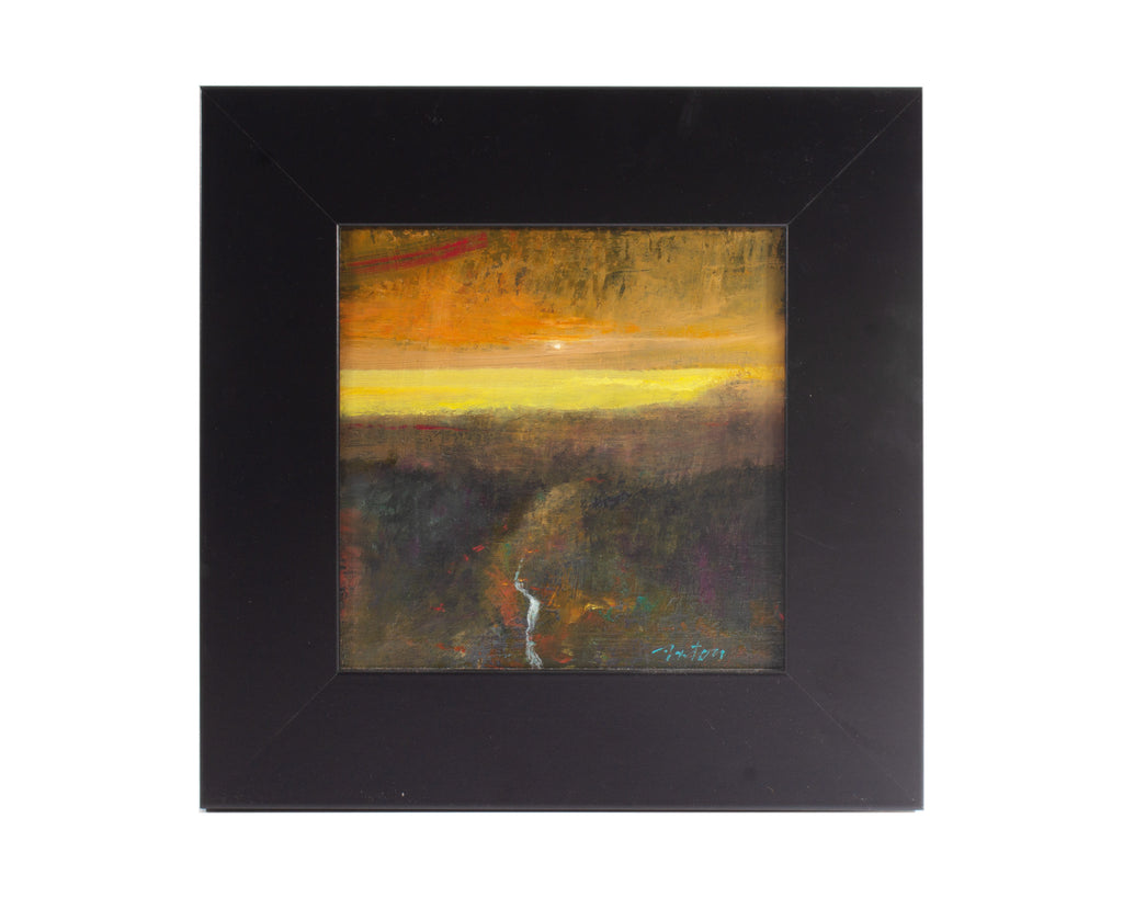 John Axton Signed 2012 “Montana Waters” Abstract Oil on Board Landscape Painting