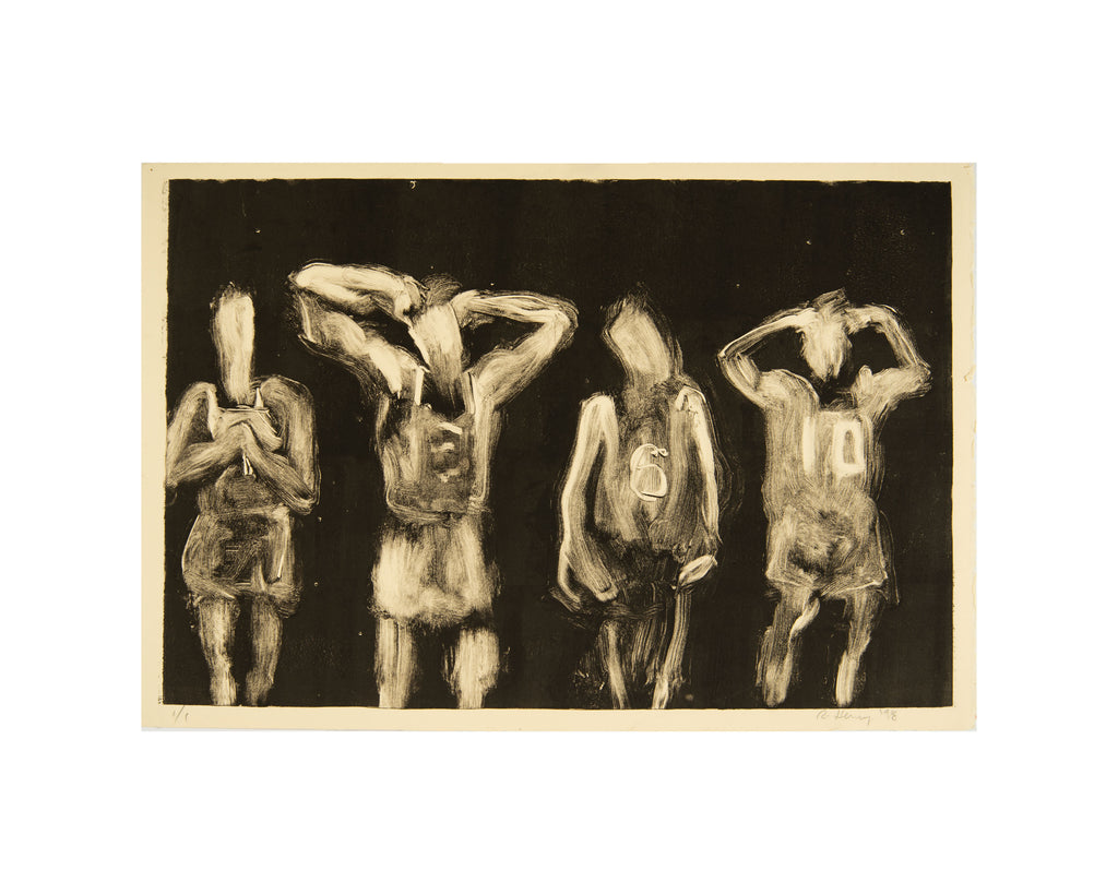 Robert Henry 1998 Signed Abstract Lithograph of Figures
