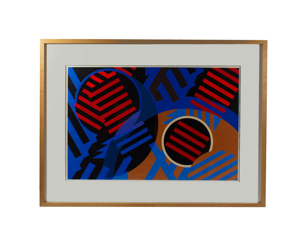 Haynes Ownby Signed 1994 “Rap in Blue and Red” Acrylic on Paper Painting