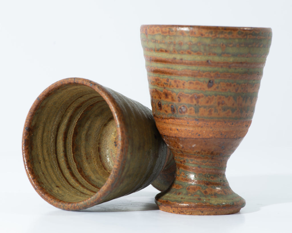 Marj Peeler Signed Studio Pottery Goblets