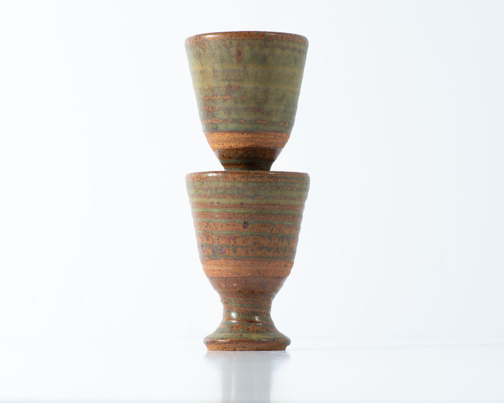 Marj Peeler Signed Studio Pottery Goblets