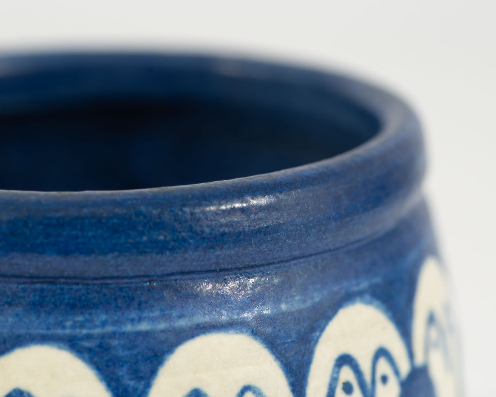Jane Wherrette Signed Blue and White Studio Pottery Pot