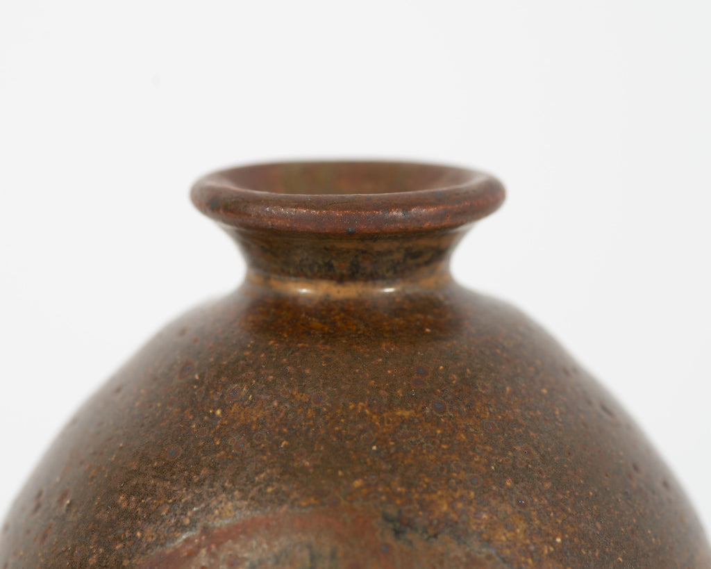 Signed Studio Pottery Brown Gourd-Shaped Vase