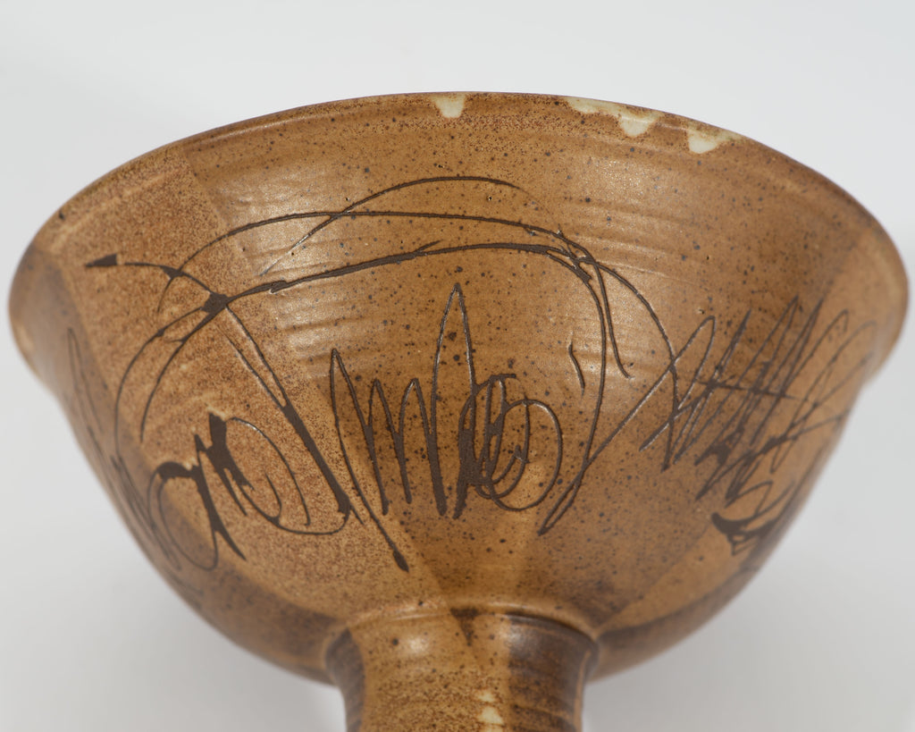 Studio Pottery Compote with Incised Design
