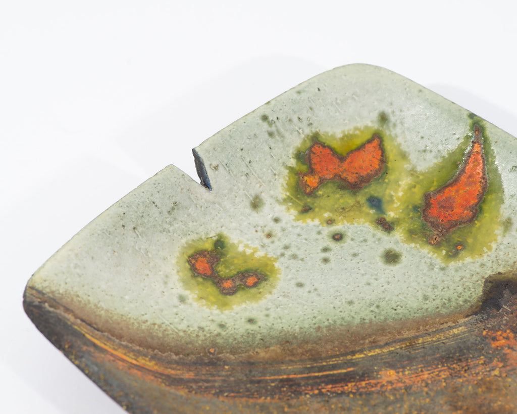 Marcello Fantoni Raymor Italian Ceramic Orange and Green Ashtray