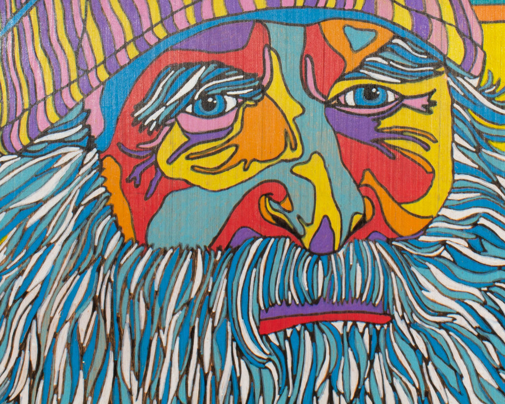 R. A. Buys Signed Abstract Mixed Media Portrait of a Bearded Man