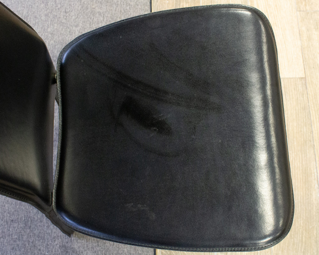 Cidue Elementi d'Arredo Italian Postmodern Black Leather Chairs