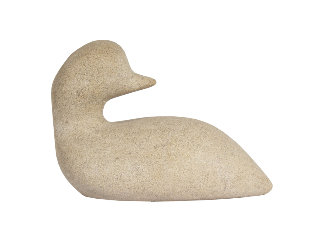 Charles R. Schiefer Signed Limestone Duck Sculpture