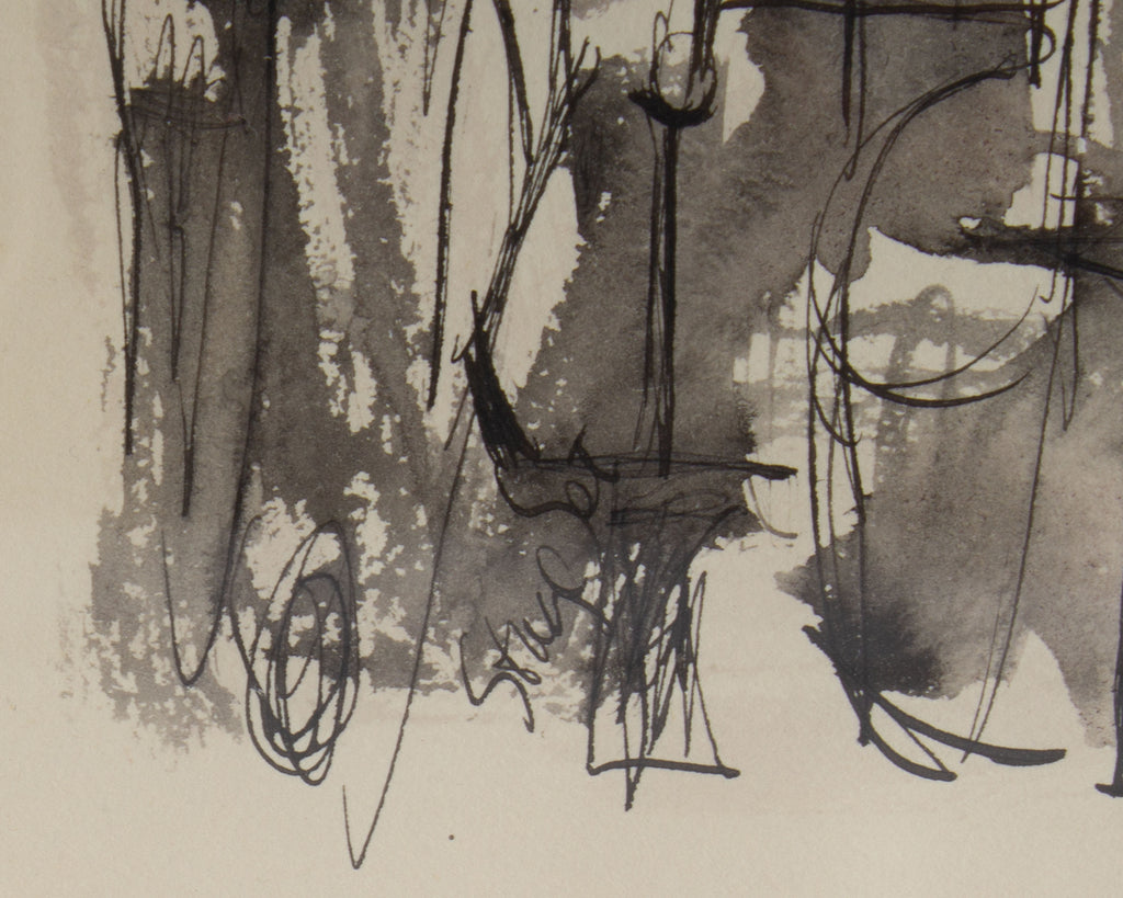 Harry Hilson Signed “Stage Set” Abstract Ink Drawing