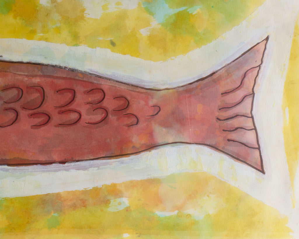 Harry Hilson Signed 1966 Abstract Watercolor of a Fish