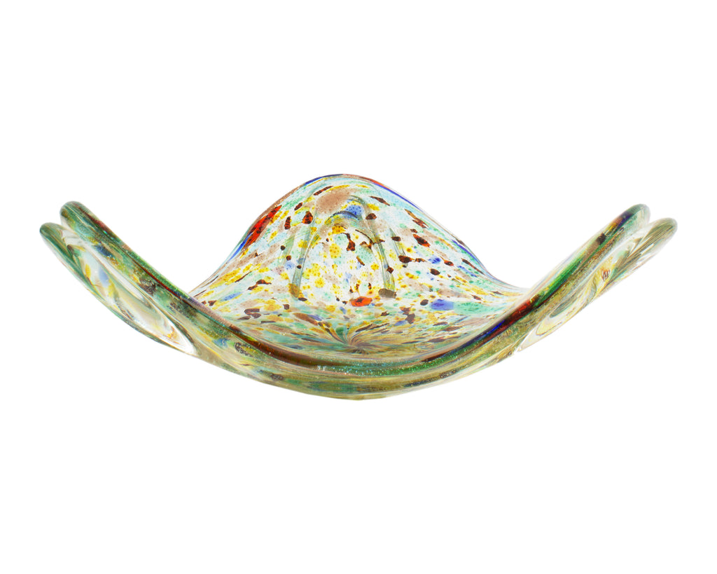 Italian Murano Confetti Art Glass Triangular Bowl
