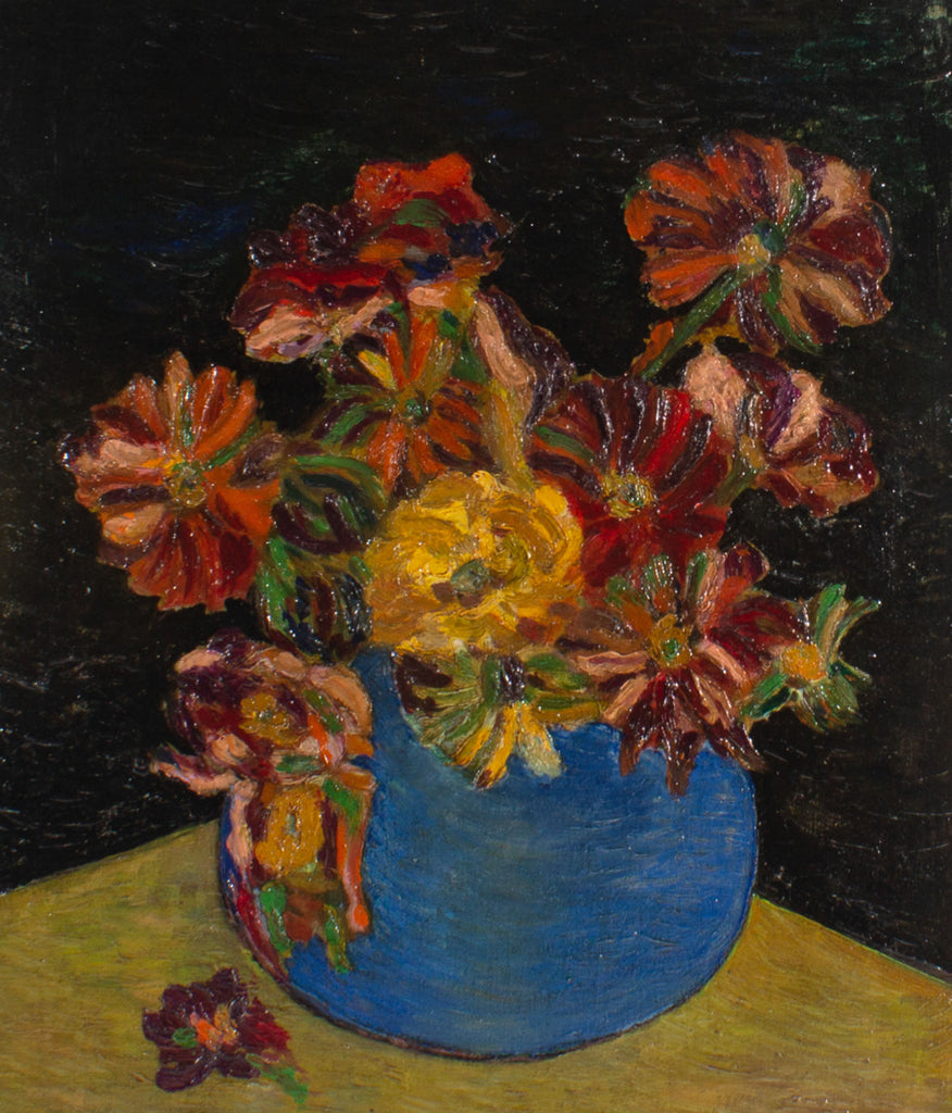 Mid-Century Abstract Oil on Board of a Floral Still Life