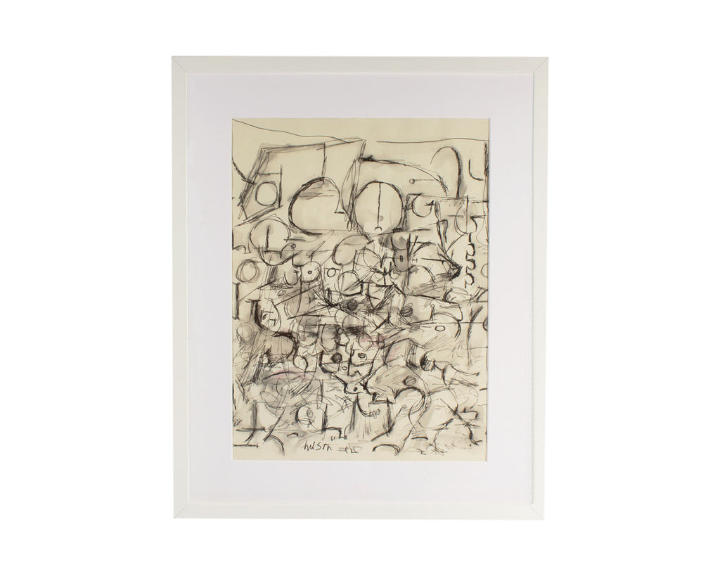 Harry Hilson Signed 1961 Abstract Ink and Watercolor Painting