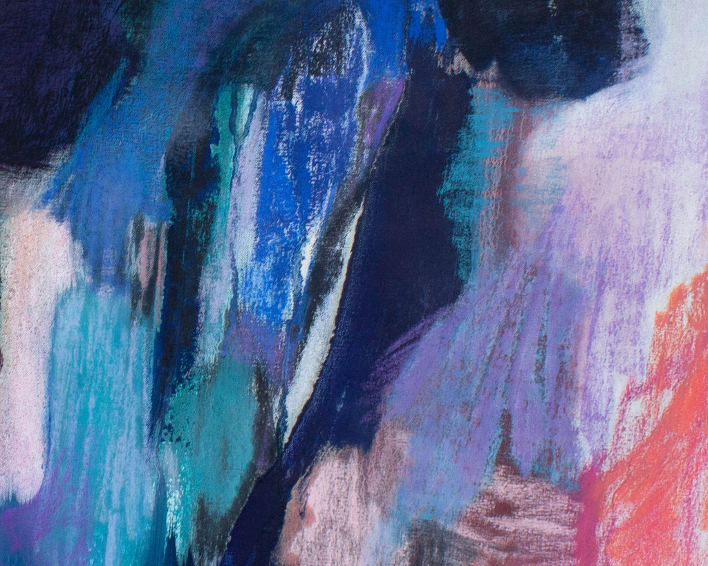 Reiko Sakagami Baum 1960s Oil and Chalk Pastel on Canvas Abstract Painting