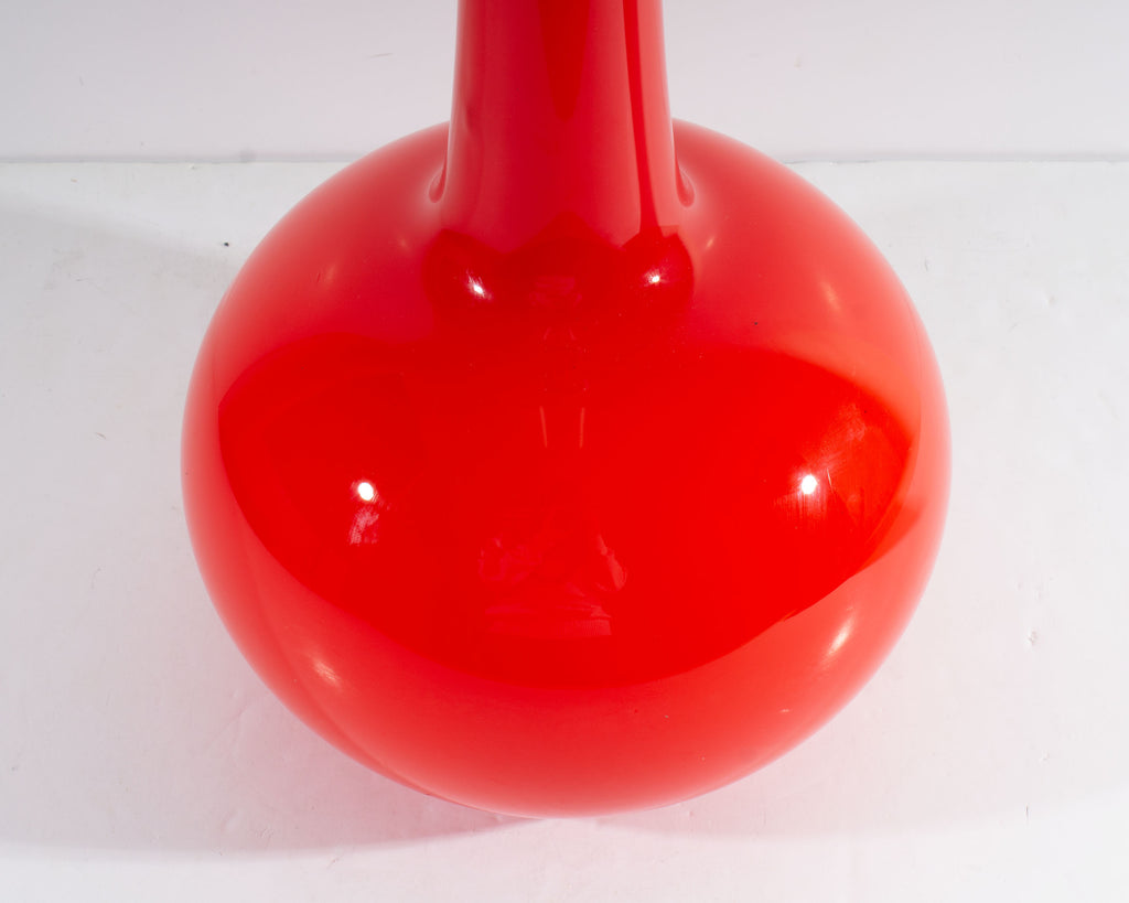 Empoli Raymor Italian Red and White Cased Glass Oversized Floor Decanter