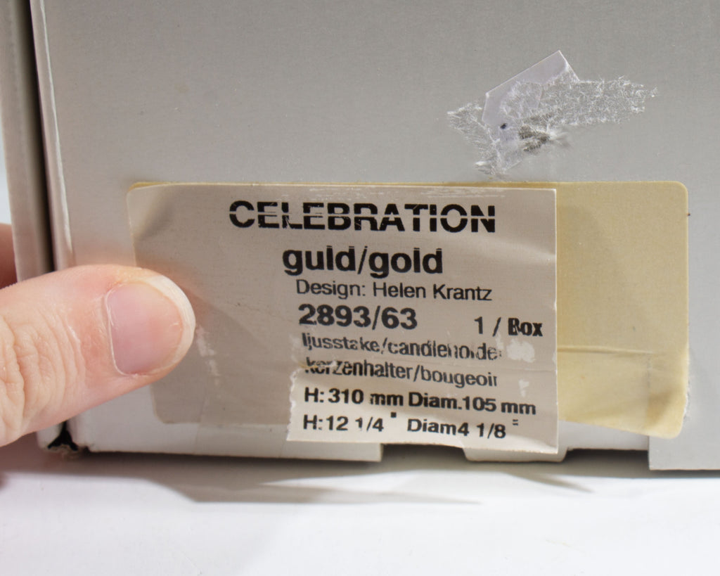 Helen Krantz Orrefors Celebration Gold Glass Candlestick Holders