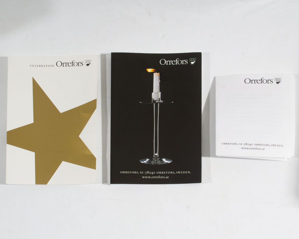 Helen Krantz Orrefors Celebration Gold Glass Candlestick Holders