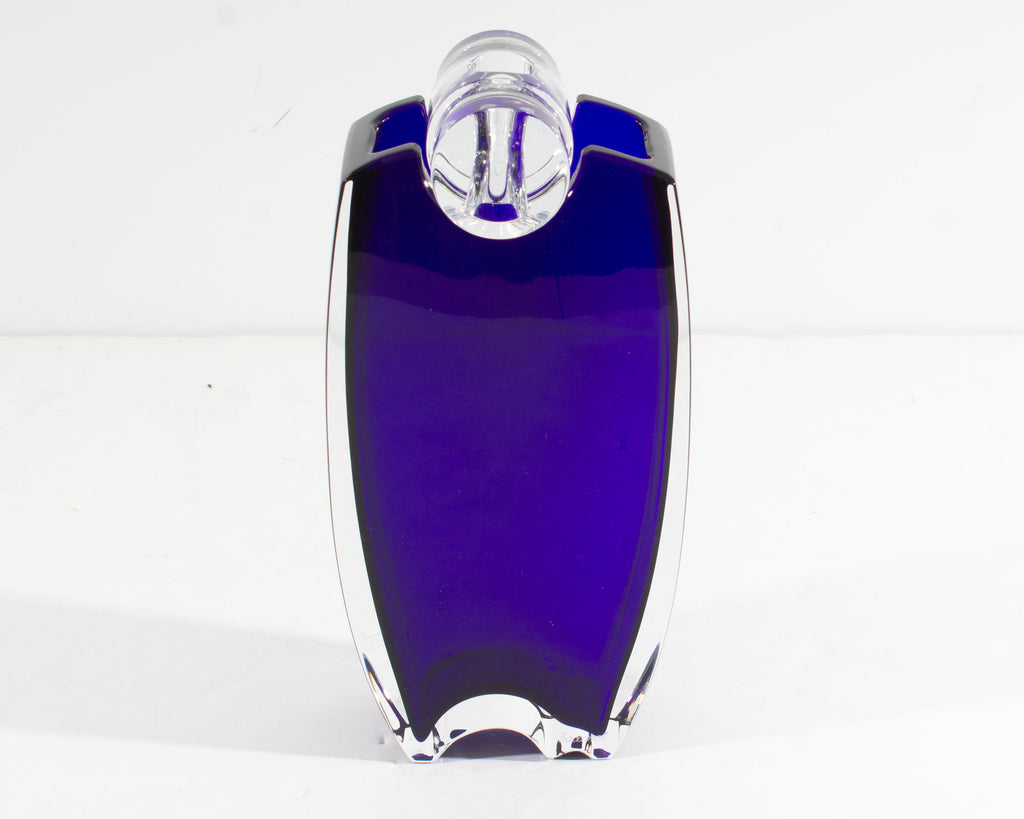 Thomas Bastide Baccarat France Crystal Oceanie Cobalt Collar Vase