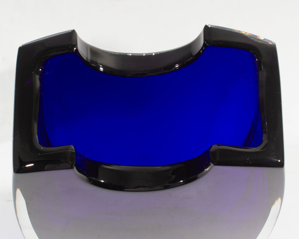Thomas Bastide Baccarat France Crystal Oceanie Cobalt Collar Vase