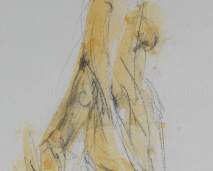 Gene Szafran Signed 1959 Abstract Watercolor and Graphite Nude Drawing