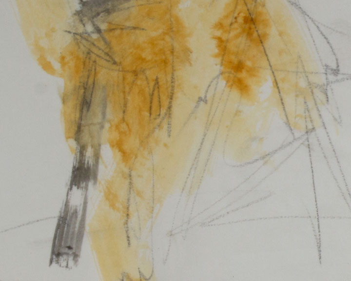 Gene Szafran Signed 1959 Abstract Watercolor and Graphite Nude Drawing