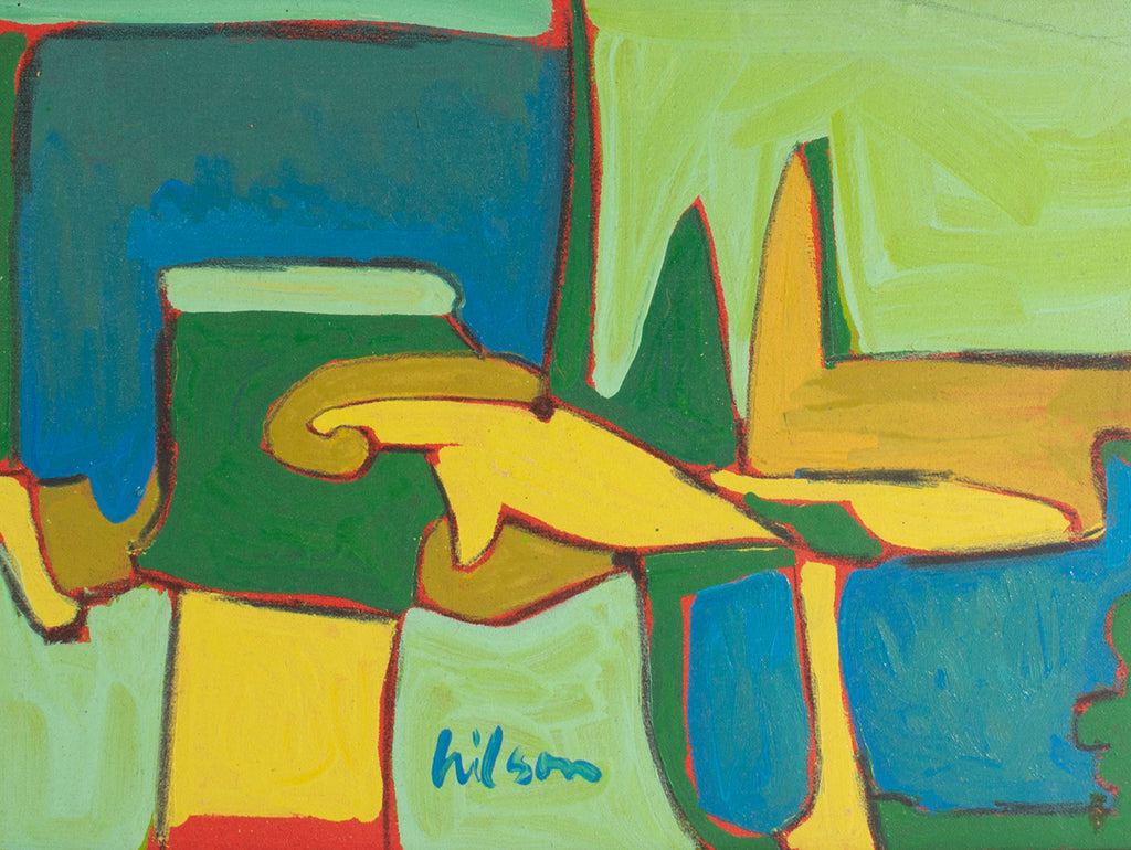 Harry Hilson Signed 1980s Acrylic on Canvas Abstract Landscape Painting