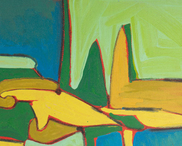 Harry Hilson Signed 1980s Acrylic on Canvas Abstract Landscape Painting