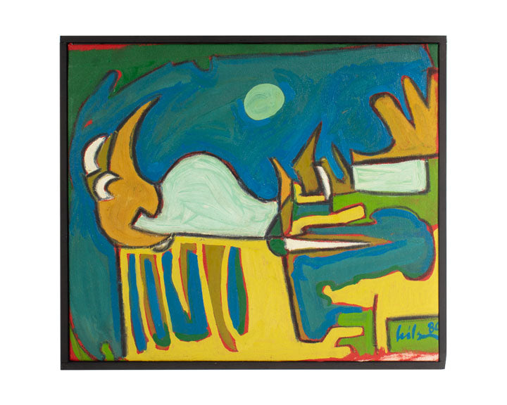 Harry Hilson Signed 1980 Acrylic on Canvas Abstract Landscape Painting