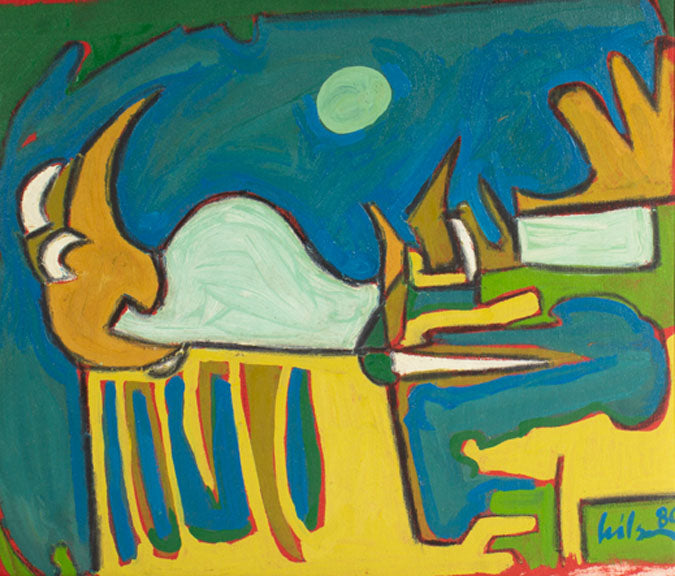 Harry Hilson Signed 1980 Acrylic on Canvas Abstract Landscape Painting