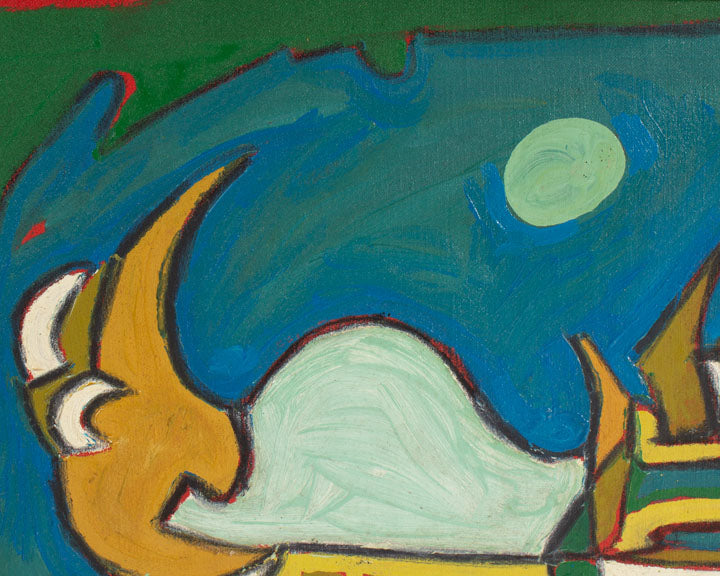 Harry Hilson Signed 1980 Acrylic on Canvas Abstract Landscape Painting