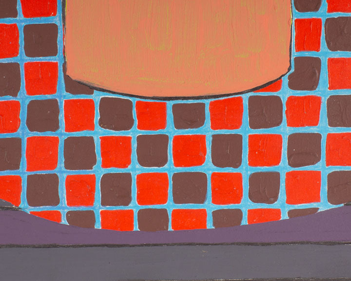 Harry Hilson Signed 1980s Op Art Acrylic on Paper Floral Still Life Painting