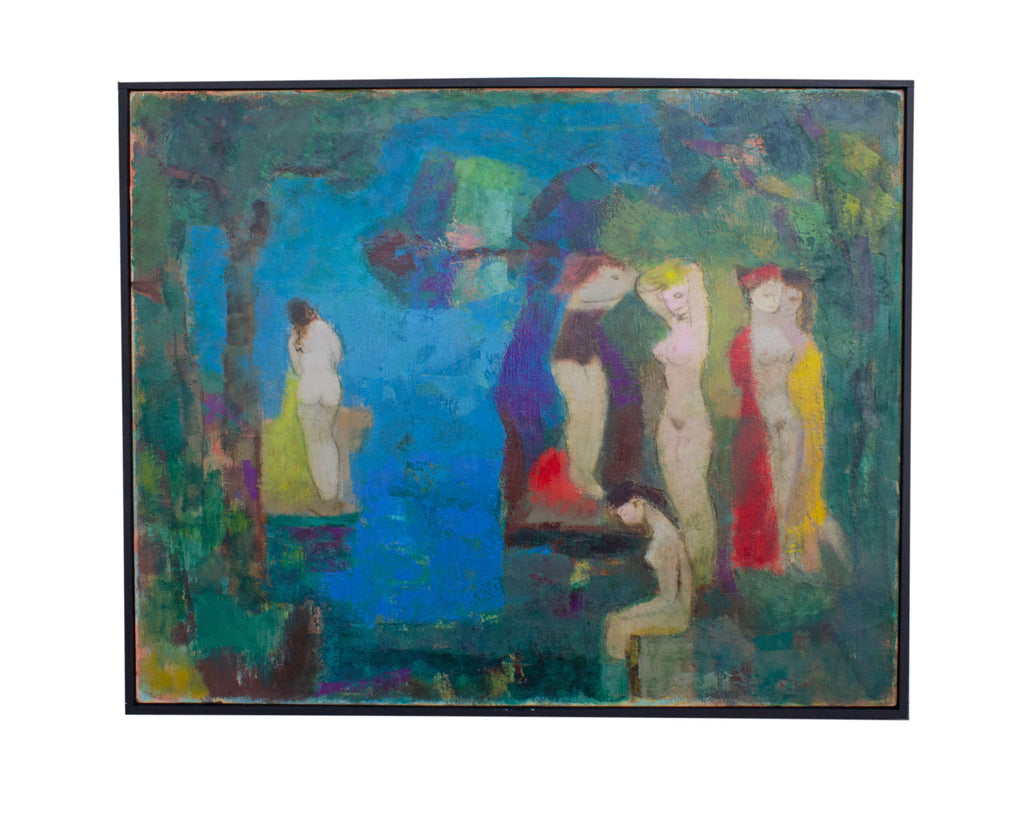 Martin Friedman Oil on Canvas Abstract Painting of Bathers