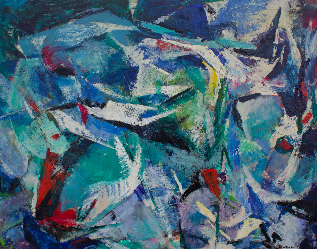 Drucilla Palmer Wing Signed 1950s Oil on Board Abstract Painting