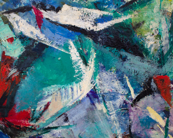 Drucilla Palmer Wing Signed 1950s Oil on Board Abstract Painting