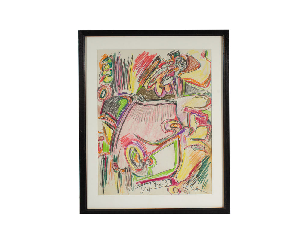 Harry Hilson Signed 1983 “Dance” Abstract Pencil Drawing