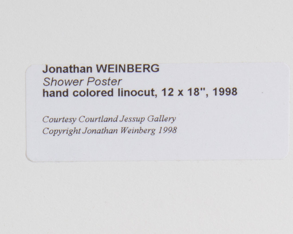 Jonathan Weinberg Signed 1998 “Shower Poster” Limited Edition Linocut